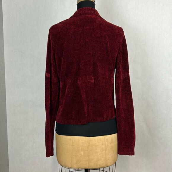 Vtg Bushwacker Button Front Cardigan Sz Medium Burgundy Long Sleeve Collar - Picture 4 of 9